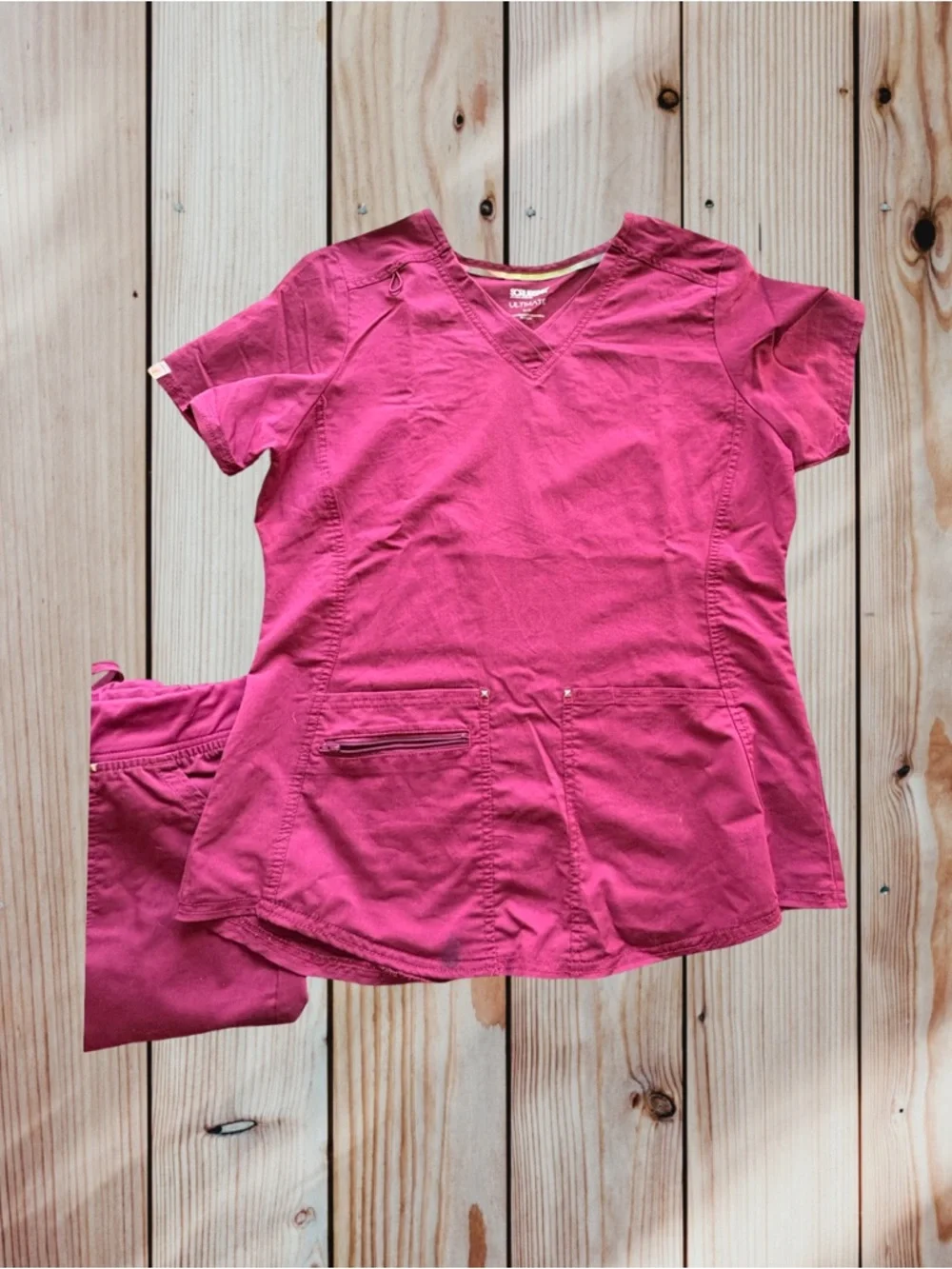 Scrubstar Women's Magenta V-Neck Scrub Set - Picture 2 of 5